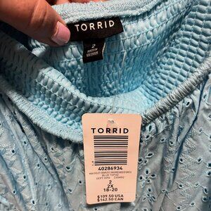 Brand New with Tags Long Baby Blue Strapless Eyelet Pattern Dress